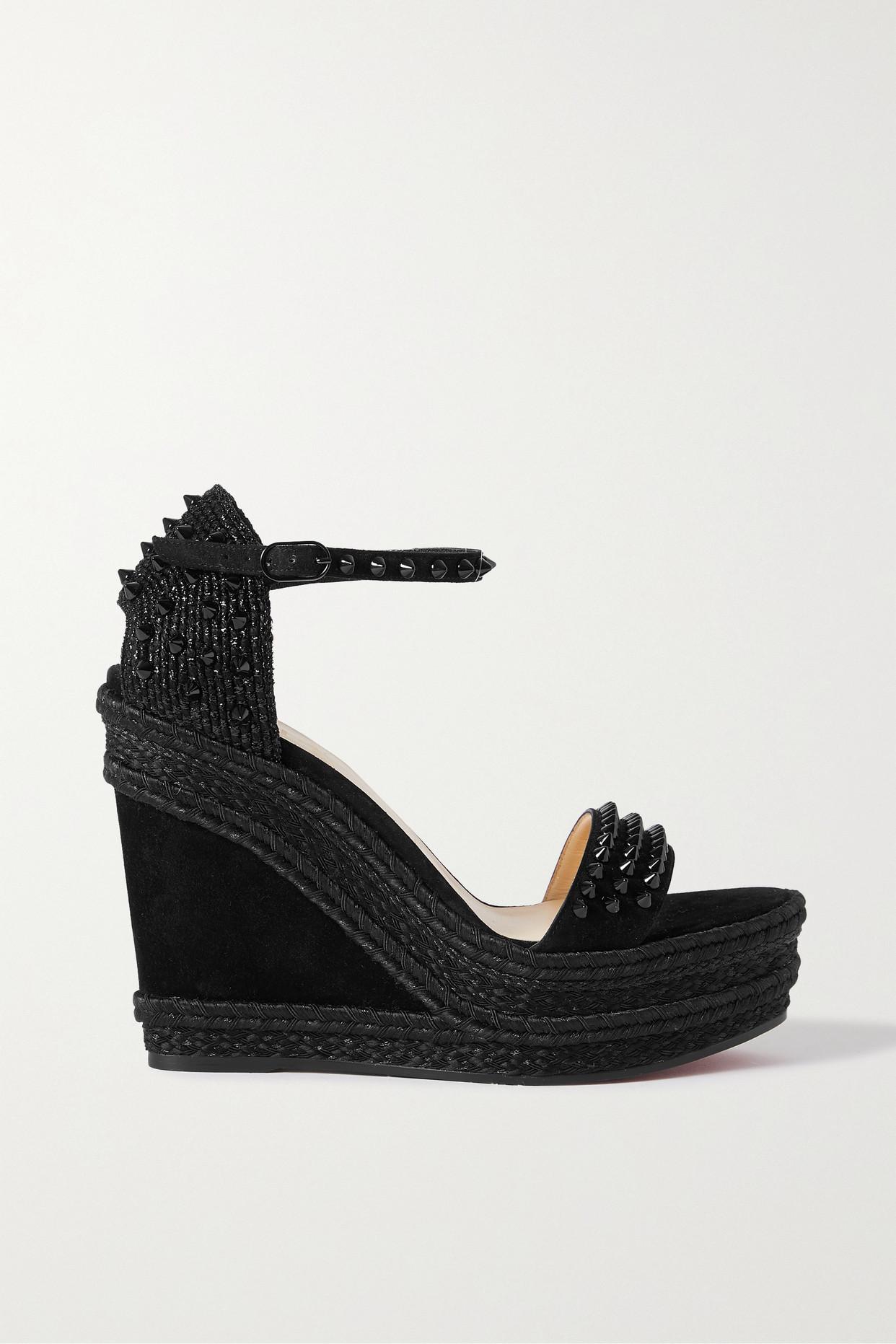 Christian Louboutin Madmonica 120 Spiked Suede Espadrille Wedge