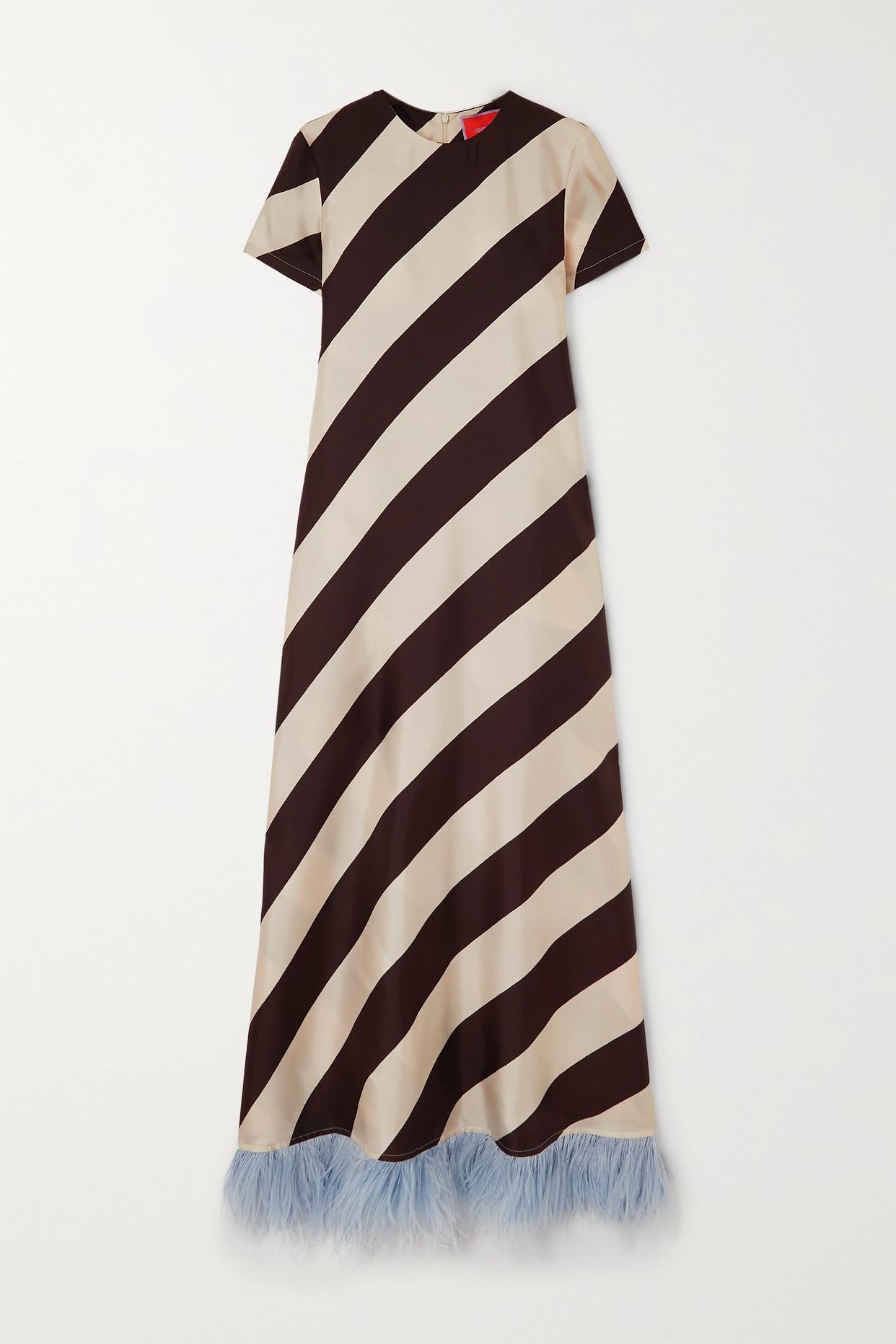 brown stripe dress Brown Mix Geometric Striped Button Front Dress