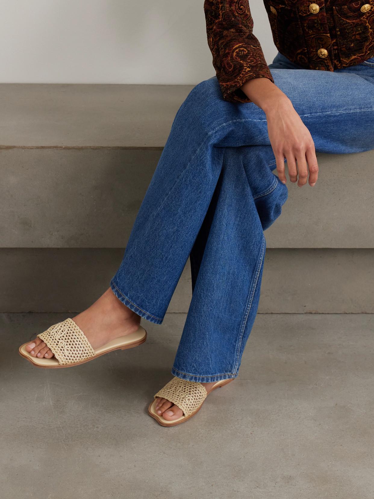 Chloé Flower Crocheted Slides in Natural | Lyst