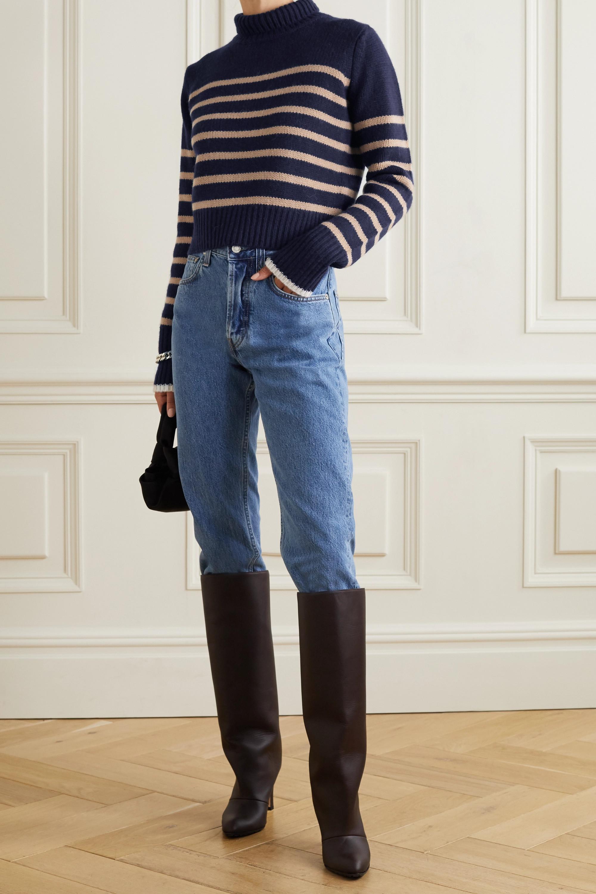 La Ligne Mini Marin Striped Wool And Cashmere-blend Turtleneck Sweater in  Blue | Lyst
