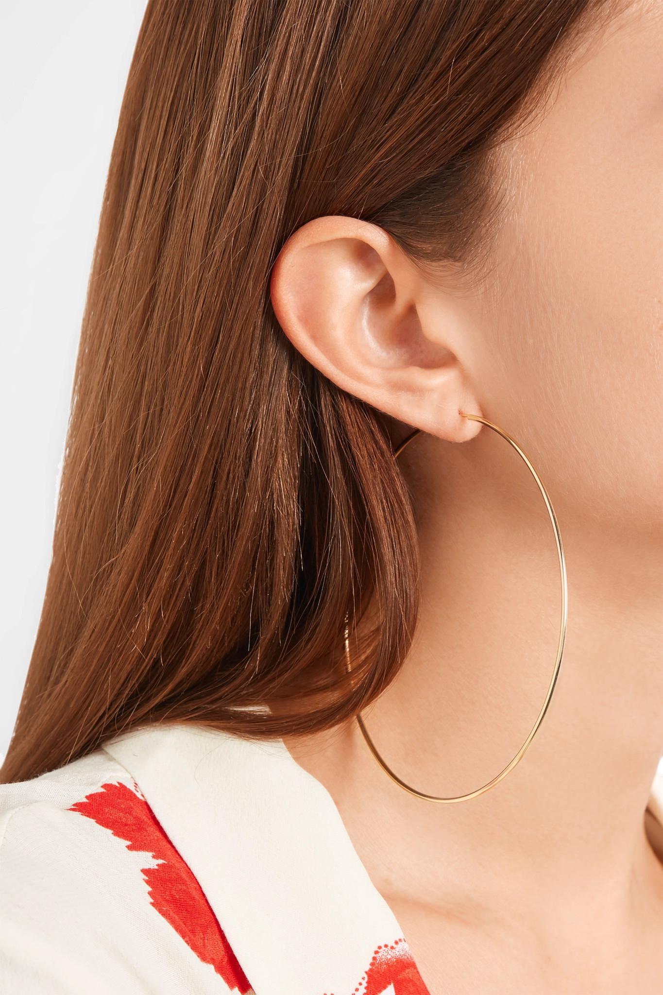 Lyst Loren Infinity 10 Karat Gold Hoop Earrings One View Fullscreen
