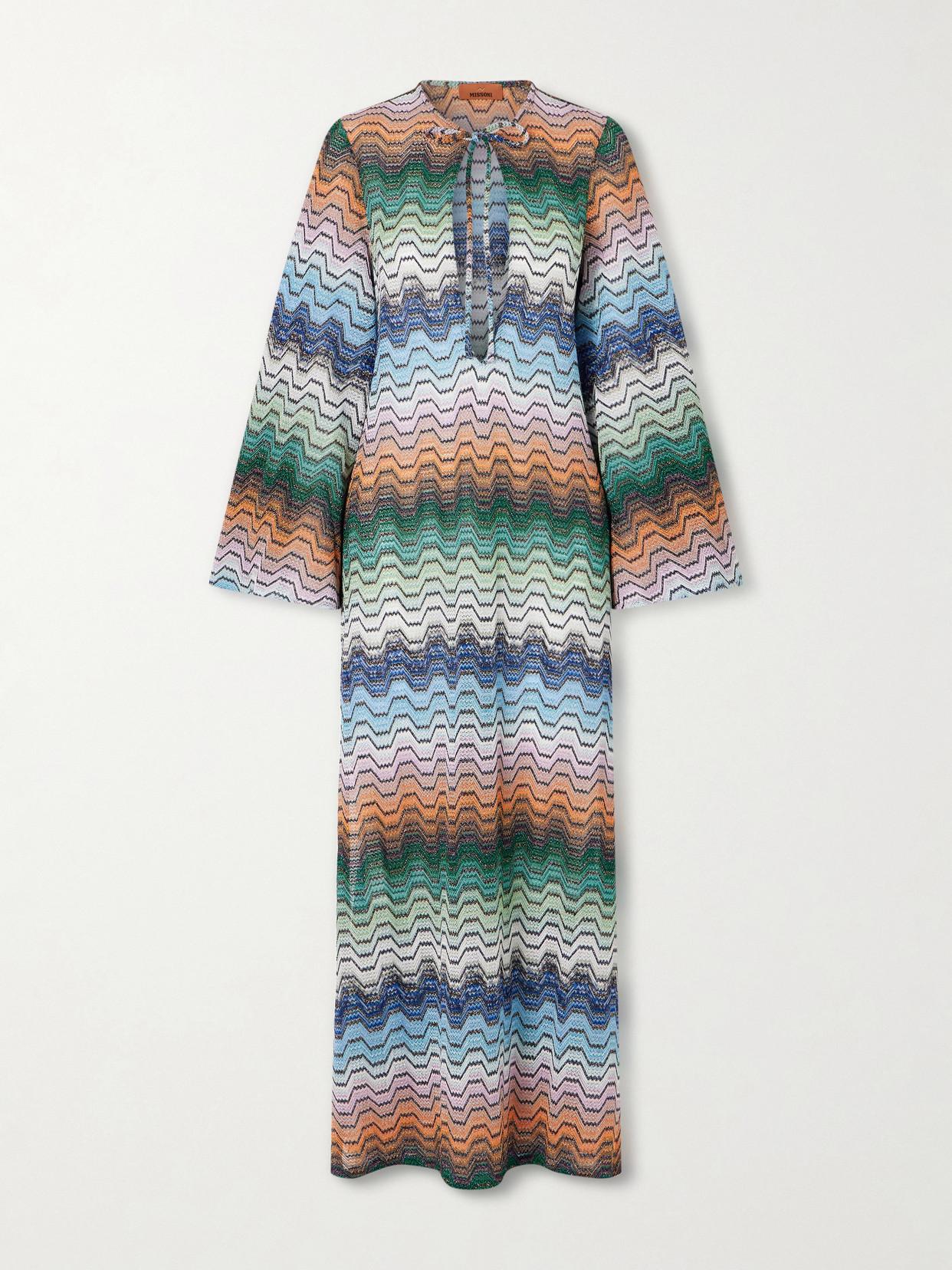 missoni striped metallic crochet-knit maxi dress Striped metallic crochet-knit coverup - multi