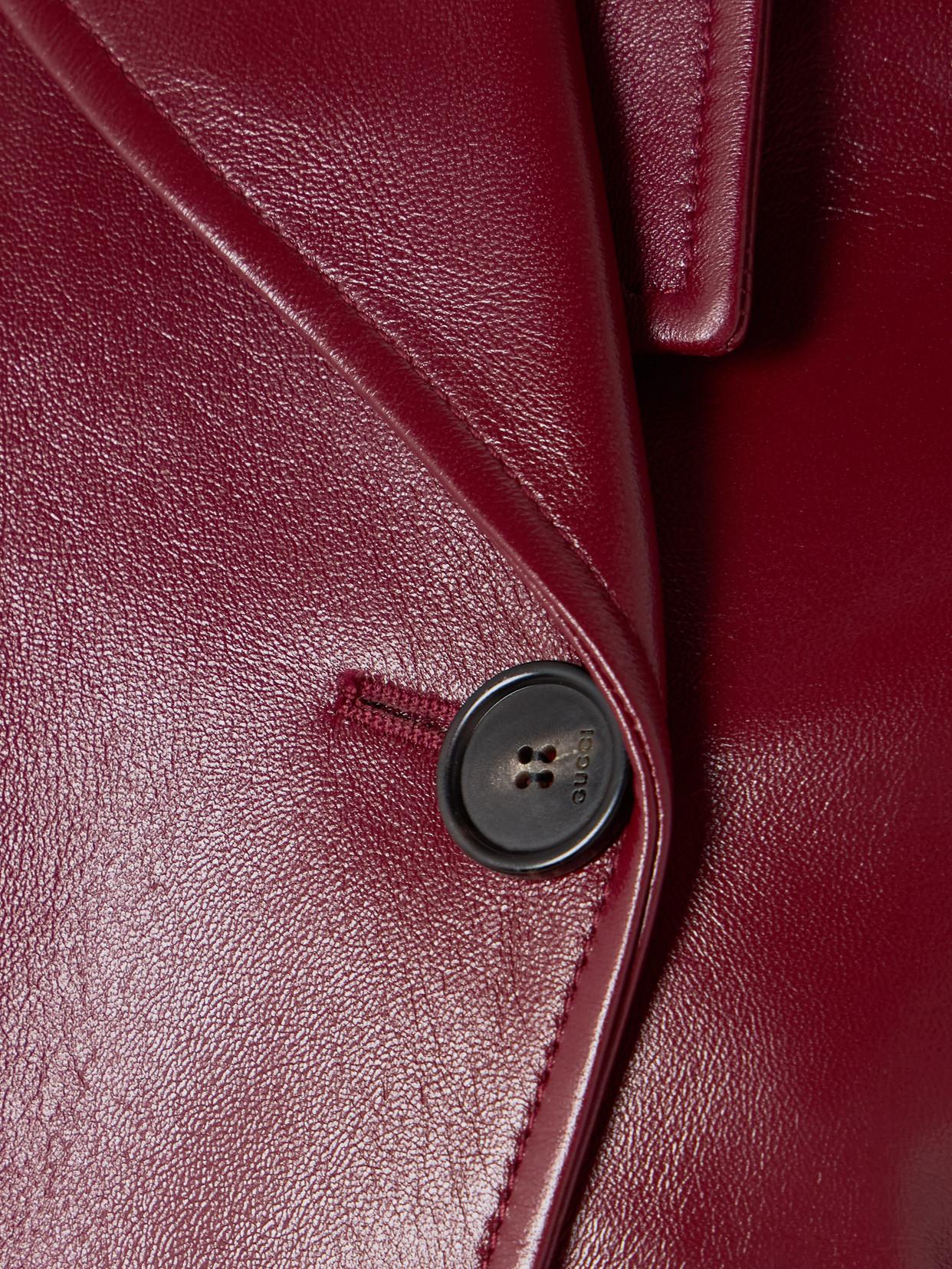 Gucci Double-Breasted Two-Flap-Pockets Leather Coat in Red | Lyst UK