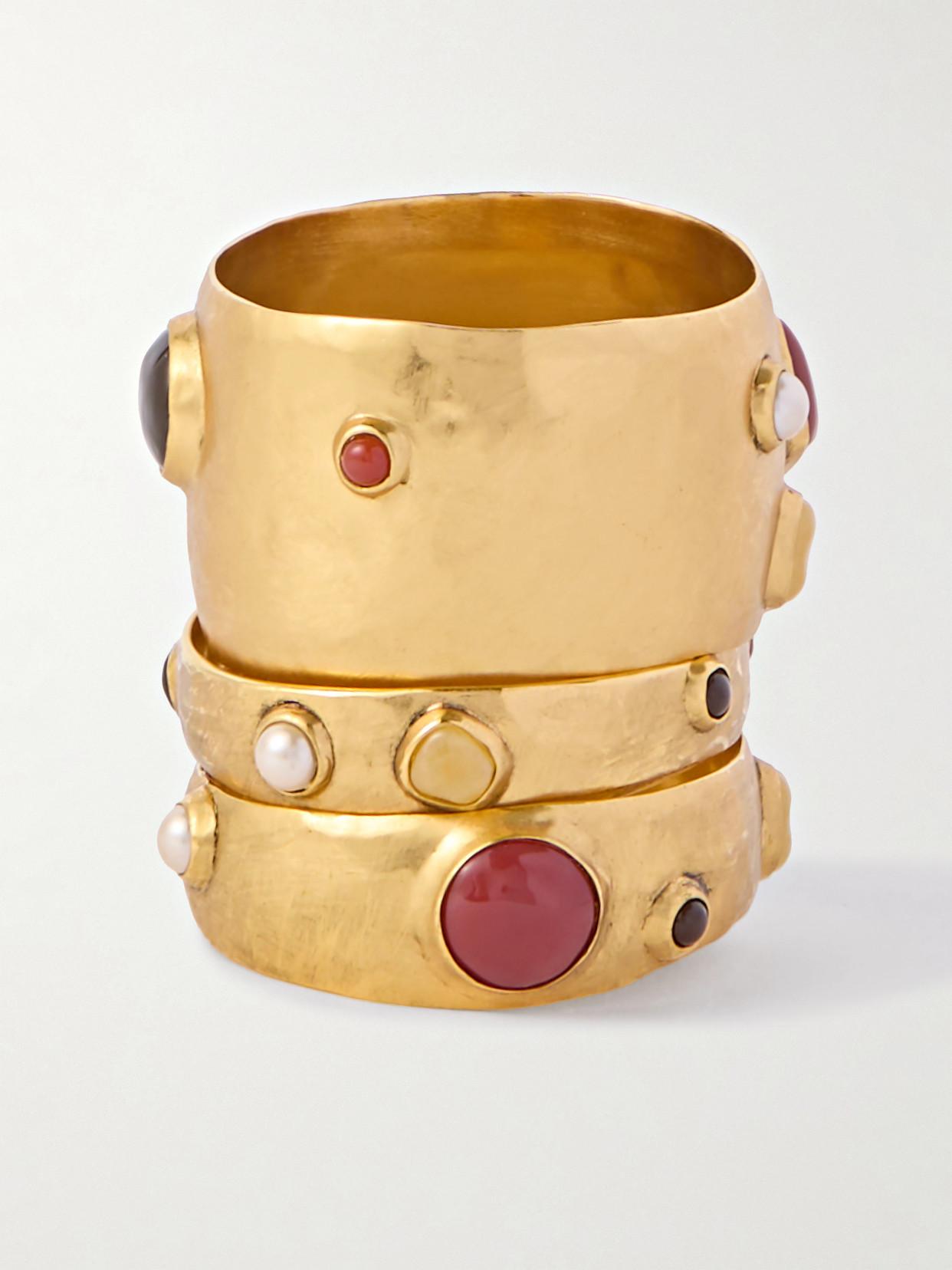 Saint Laurent Set Of Three-Tone And Resin Bangles in