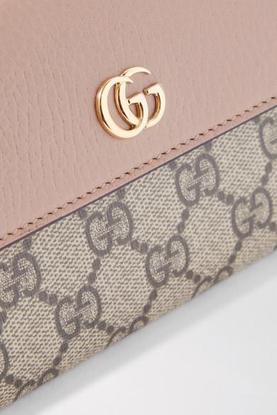 Gucci Petite Marmont Coated-canvas And Metallic Textured-leather Wallet in  Natural