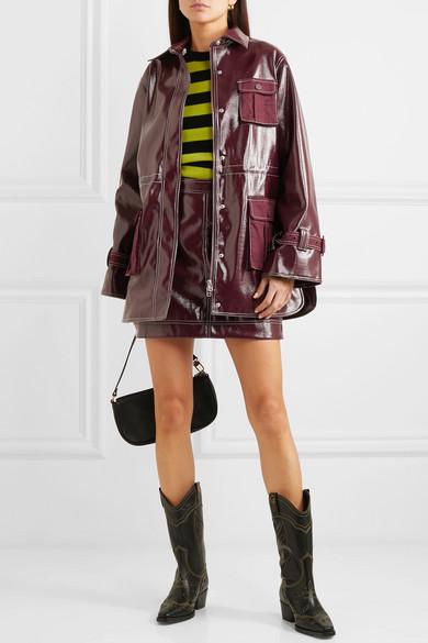 Ganni Canvas-paneled Faux Patent-leather Jacket in Purple | Lyst