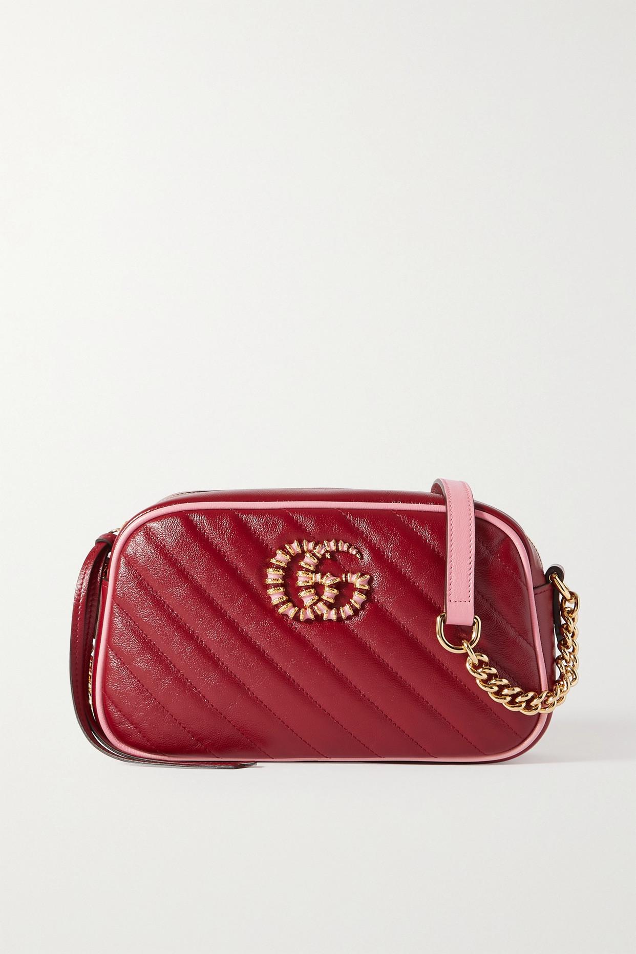 Gucci Red Matelassé Leather Mini GG Marmont Camera Bag Gucci