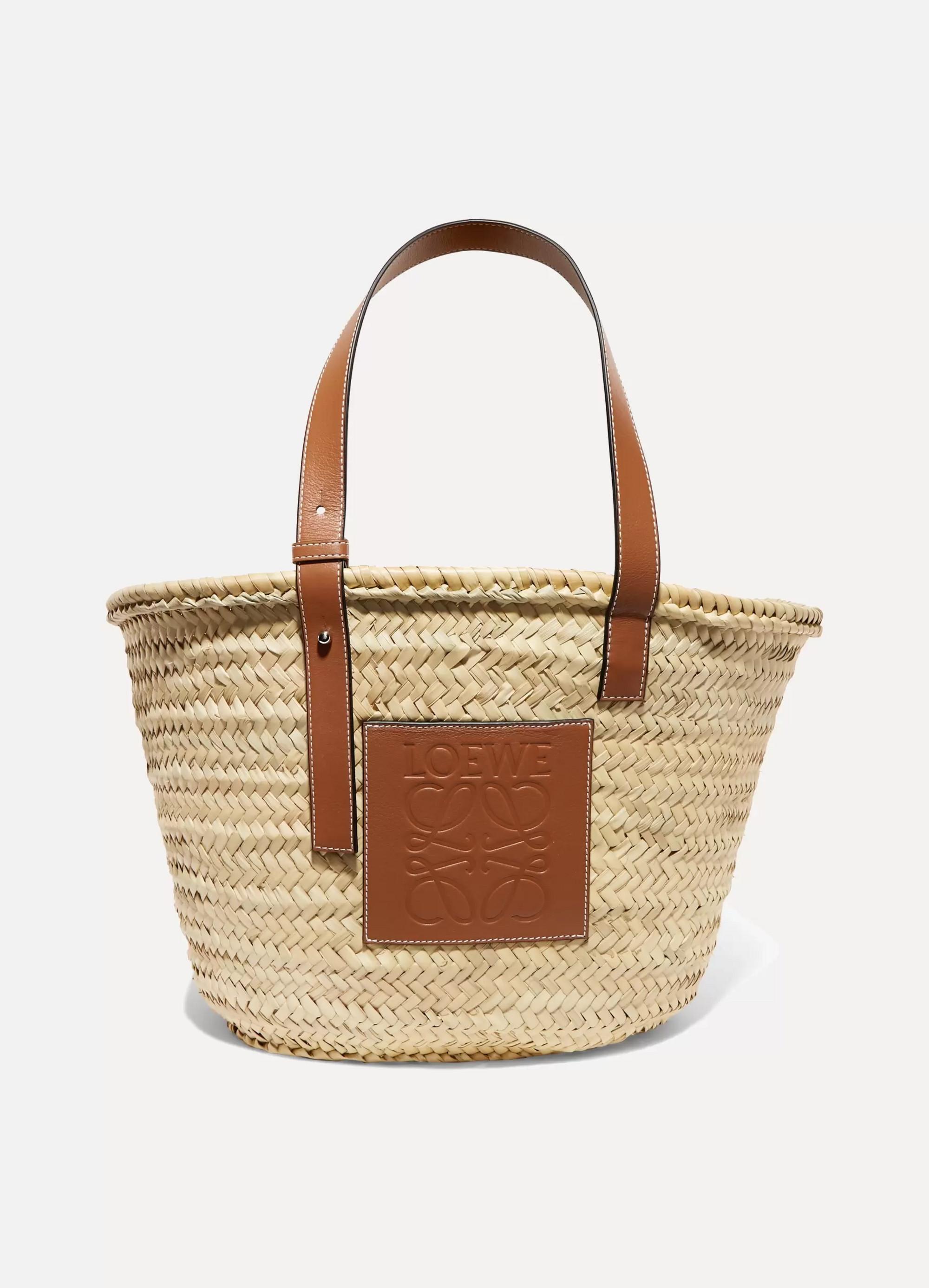 Loewe Leather Womens Natural/tan Open Raffia Basket Bag in Brown 