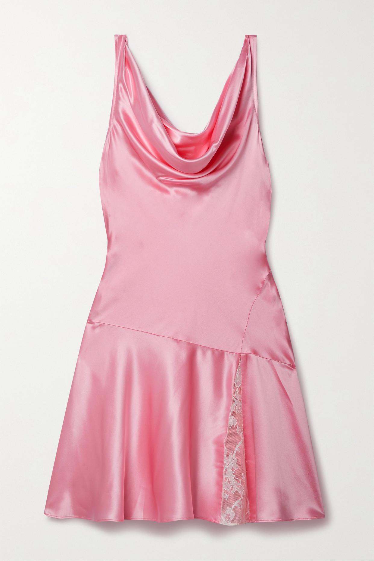 LoveShackFancy Lionel Draped Lace-trimmed Silk-charmeuse Mini Dress in ...