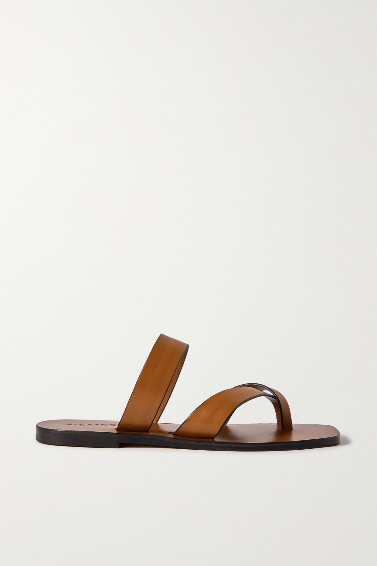 A Emery Carter Leather Slides in Brown | Lyst