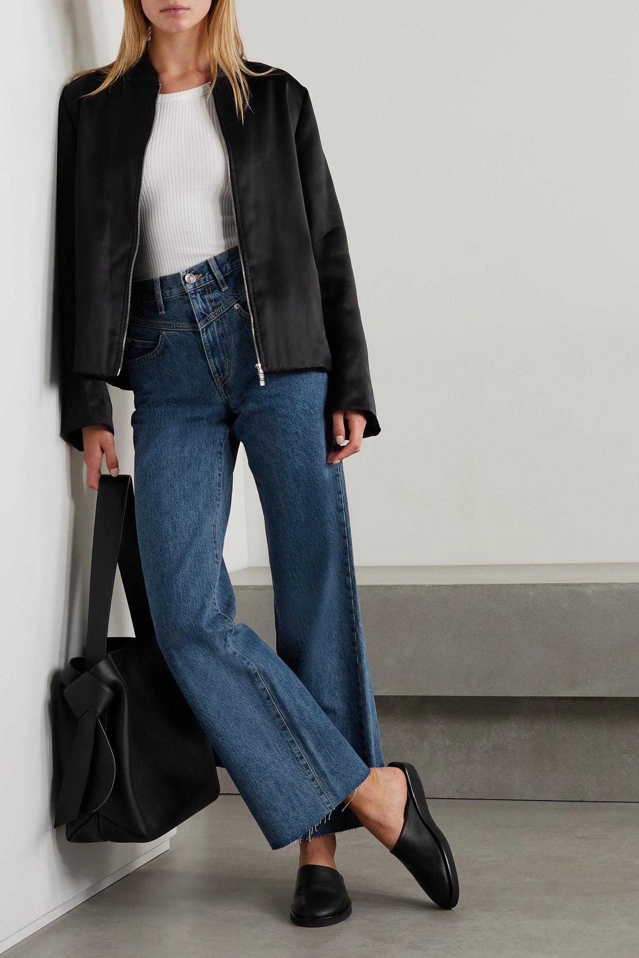 SLVRLAKE Denim + Net Sustain Grace Frayed Organic High-rise Wide-leg Jeans  in Blue | Lyst