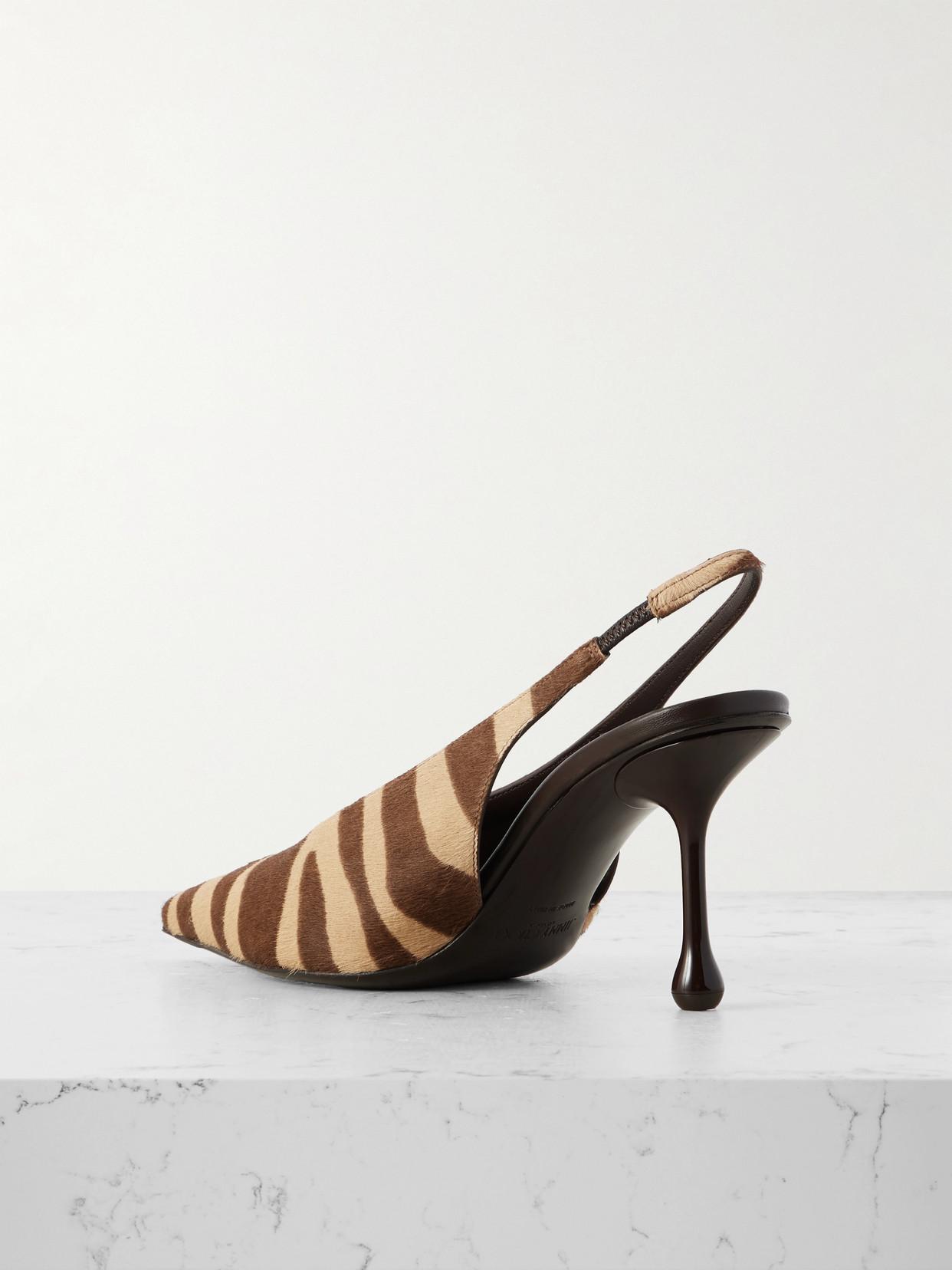 Jimmy Choo Isa 80 Zebra-Print Calf Hair Slingback Sandals in Brown