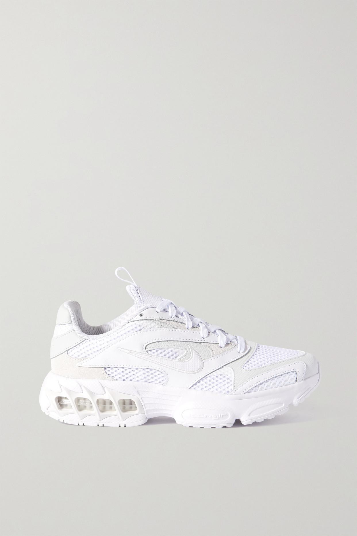 Nike Zoom Air Fire Mesh, Faux Leather And Faux Suede Sneakers in White |  Lyst