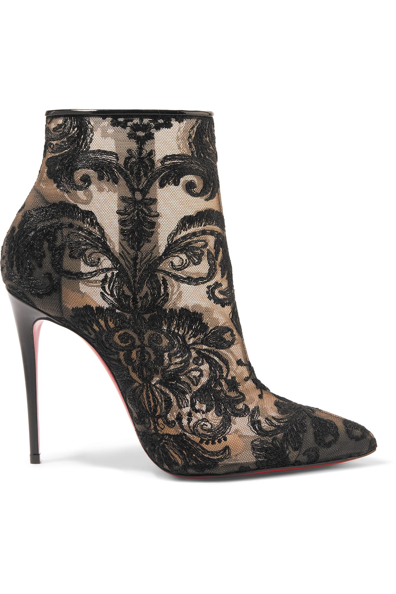 Christian Louboutin Gipsy 100 Guipure Lace Ankle Boots in Black | Lyst  Canada