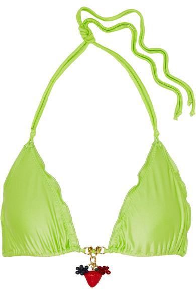 Agent Provocateur Berry Embellished Bikini Top in Green | Lyst