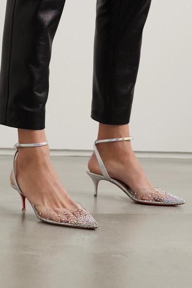 Christian Louboutin Spikaqueen 55 Crystal-embellished Pvc And