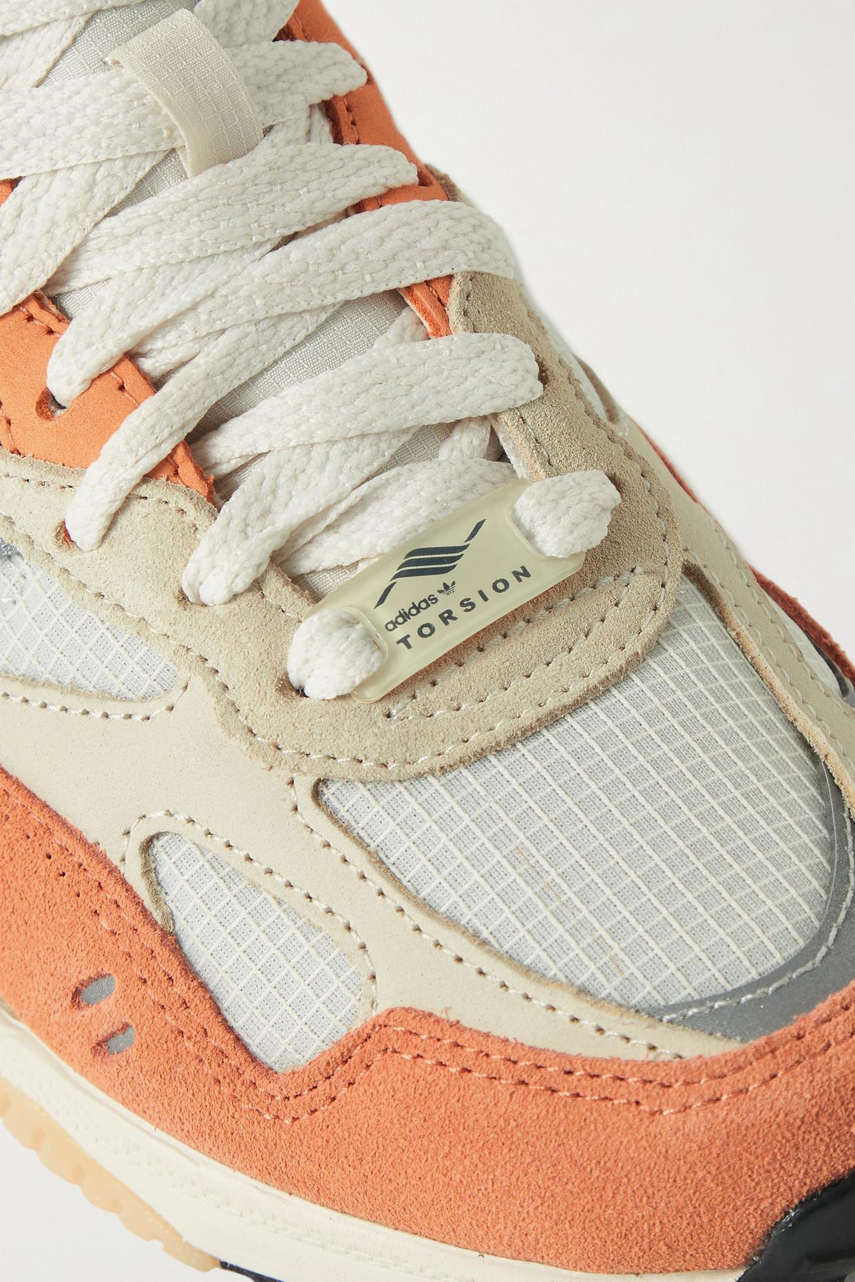 adidas Originals Torsion Leather-trimmed Suede And Ripstop Sneakers in  Orange | Lyst