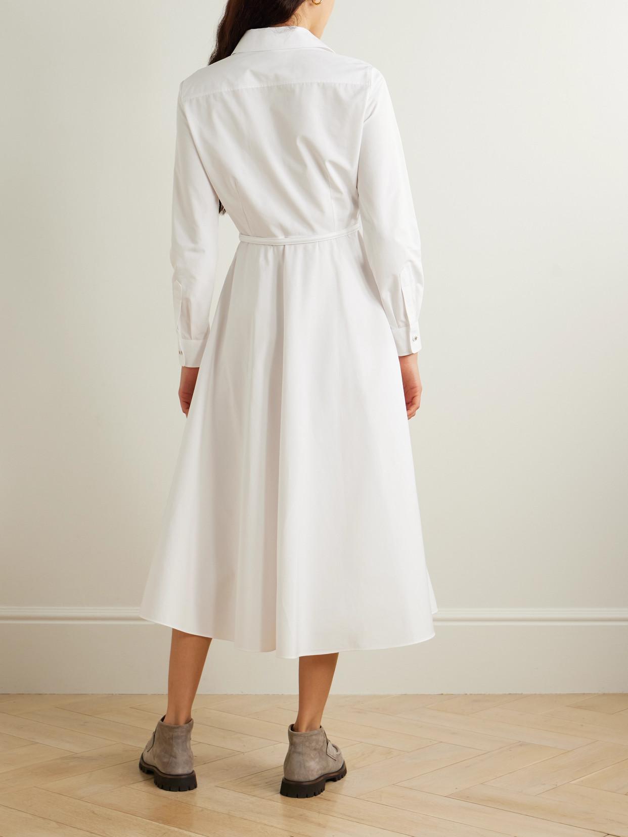 Gucci Belted Embossed Cotton-Poplin Maxi Dress in White | Lyst Gucci Belted Embossed Cotton-Poplin Maxi Dress in White | Lyst