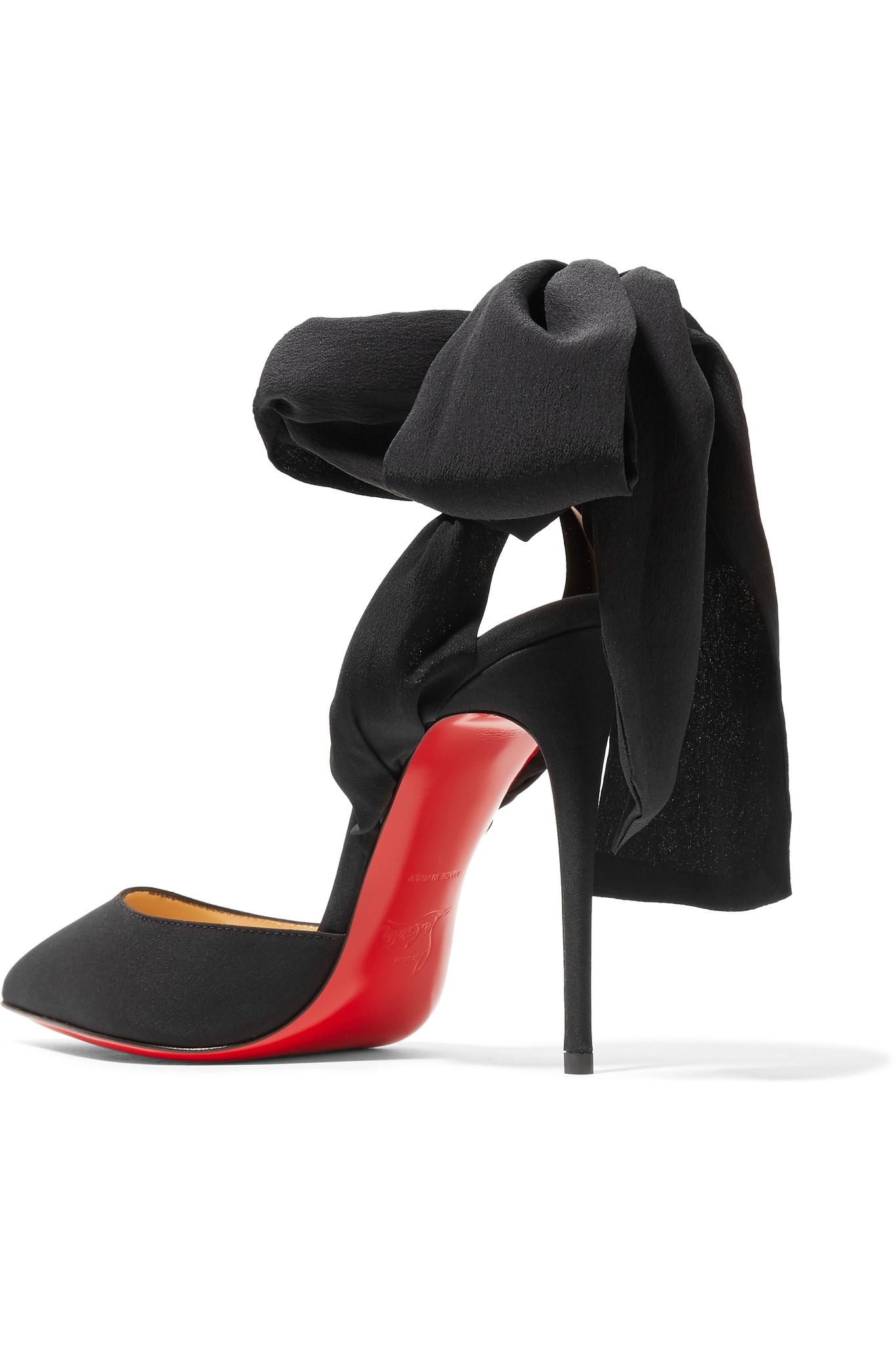 Christian Louboutin Leather Douce Du Desert 100 Crepe De Chine Pumps in  Black | Lyst