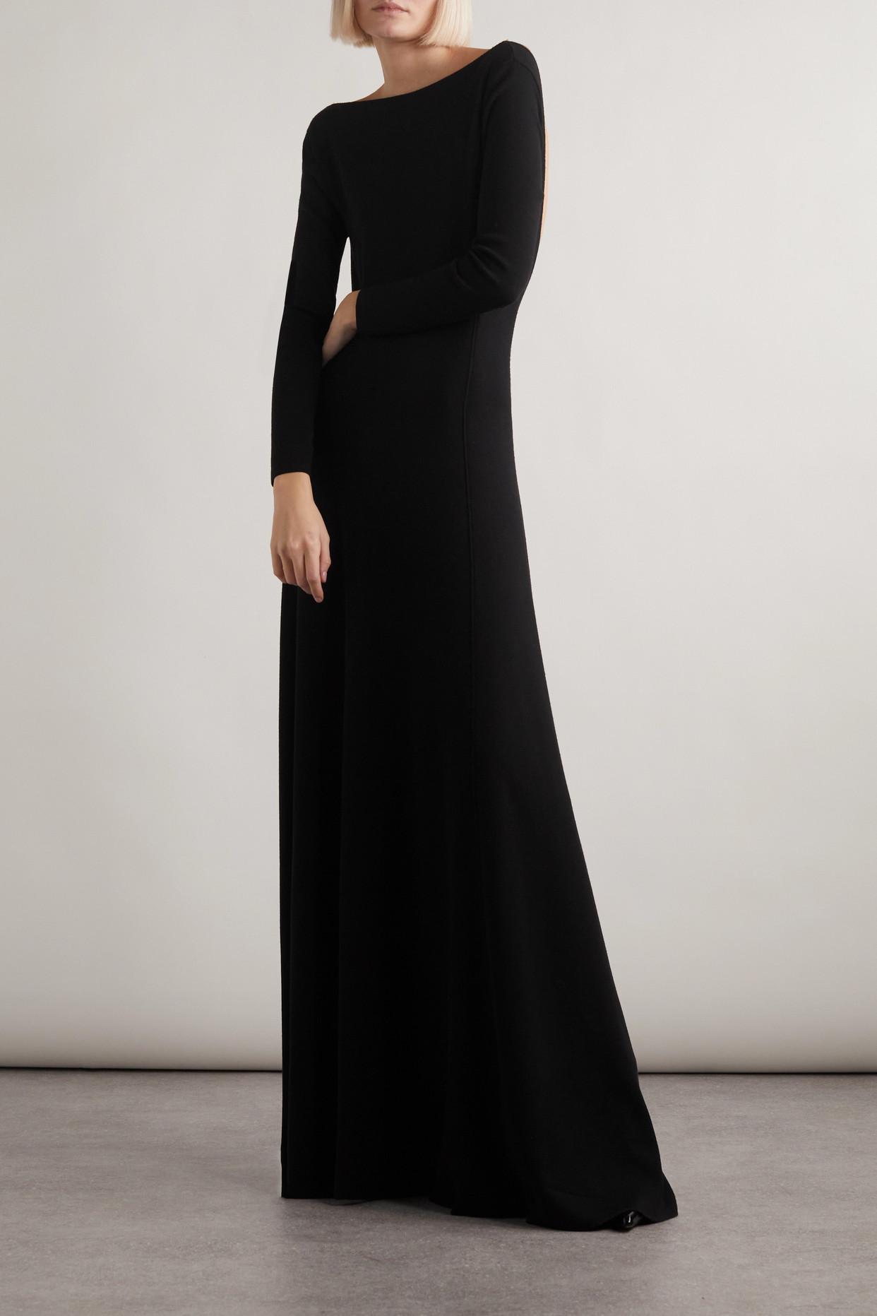 Saint Laurent Open-back Wool Maxi Dress in Black | Lyst UK