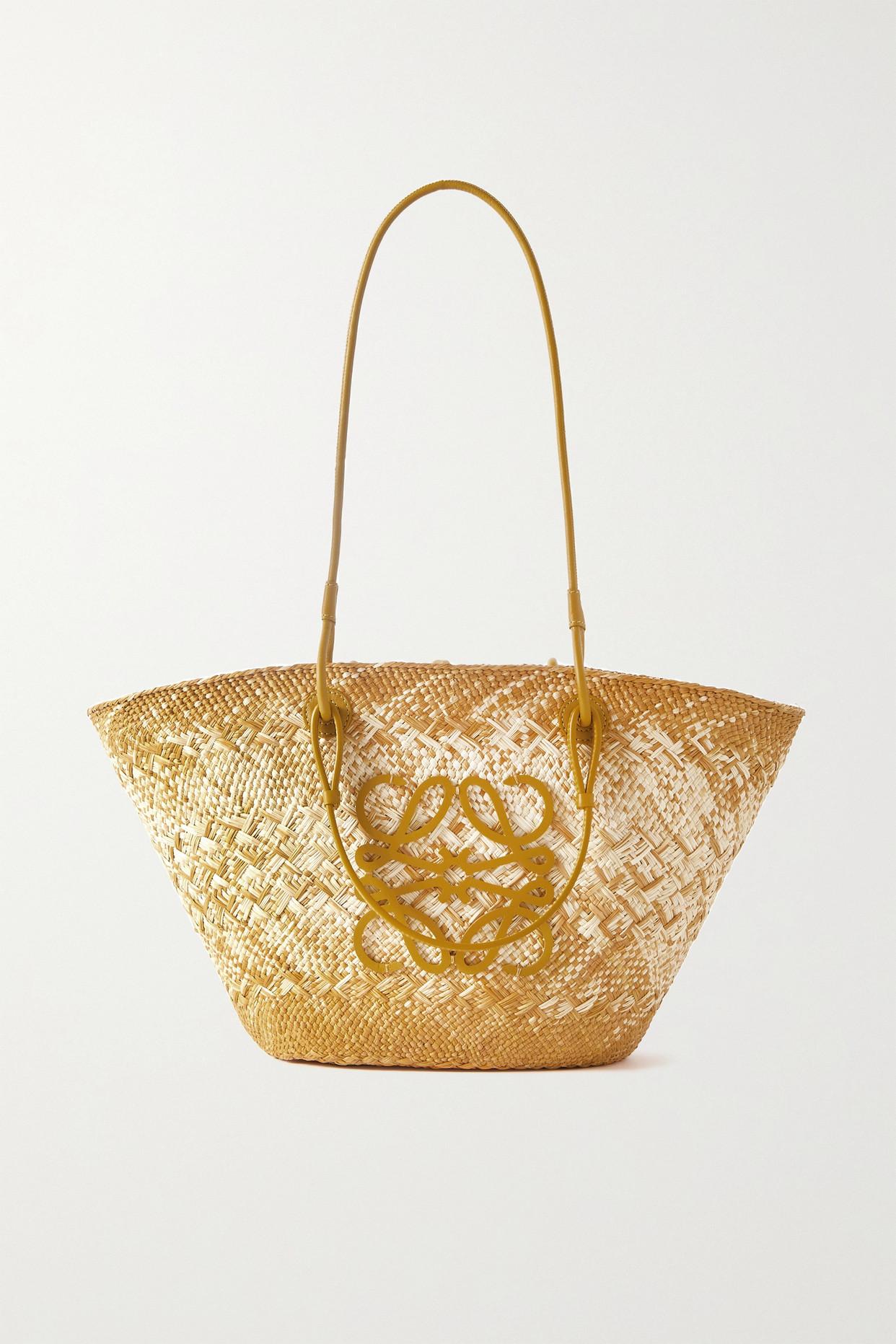 LOEWE + Paula's Ibiza Petal Basket leather-trimmed raffia tote bag