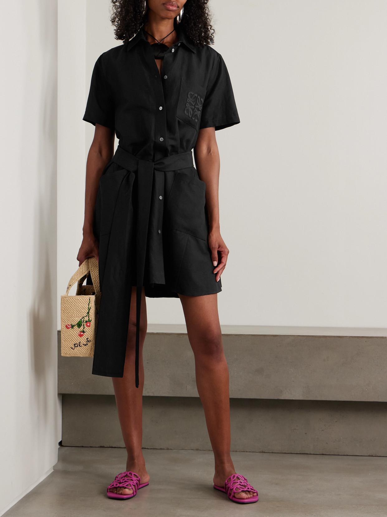 ワンピース LOEWE TWILL SHIRT DRESS Loewe Draped Poplin Mini Shirtdress | Neiman Marcus