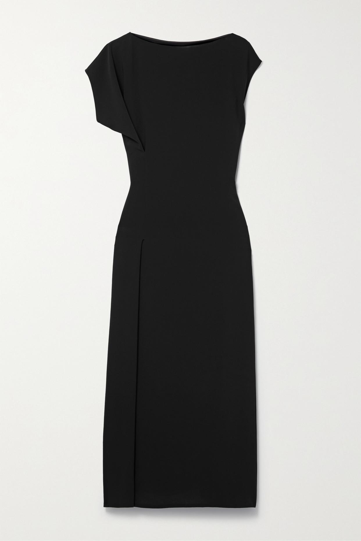 The Row Blathine Crepe Midi Dress in Black Lyst