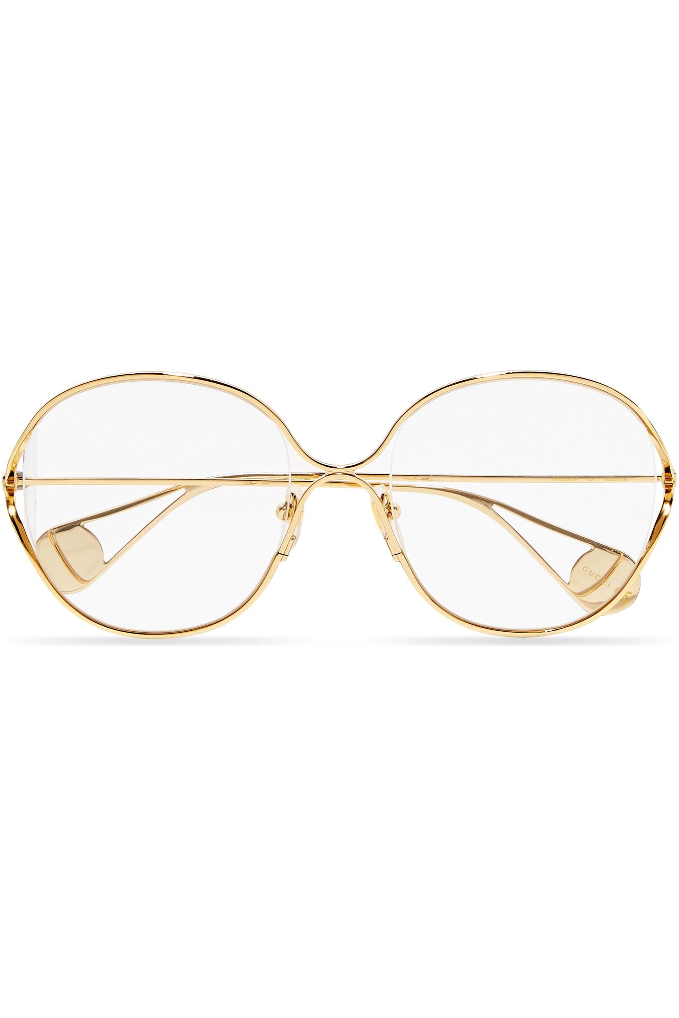 gucci gold round frame glasses