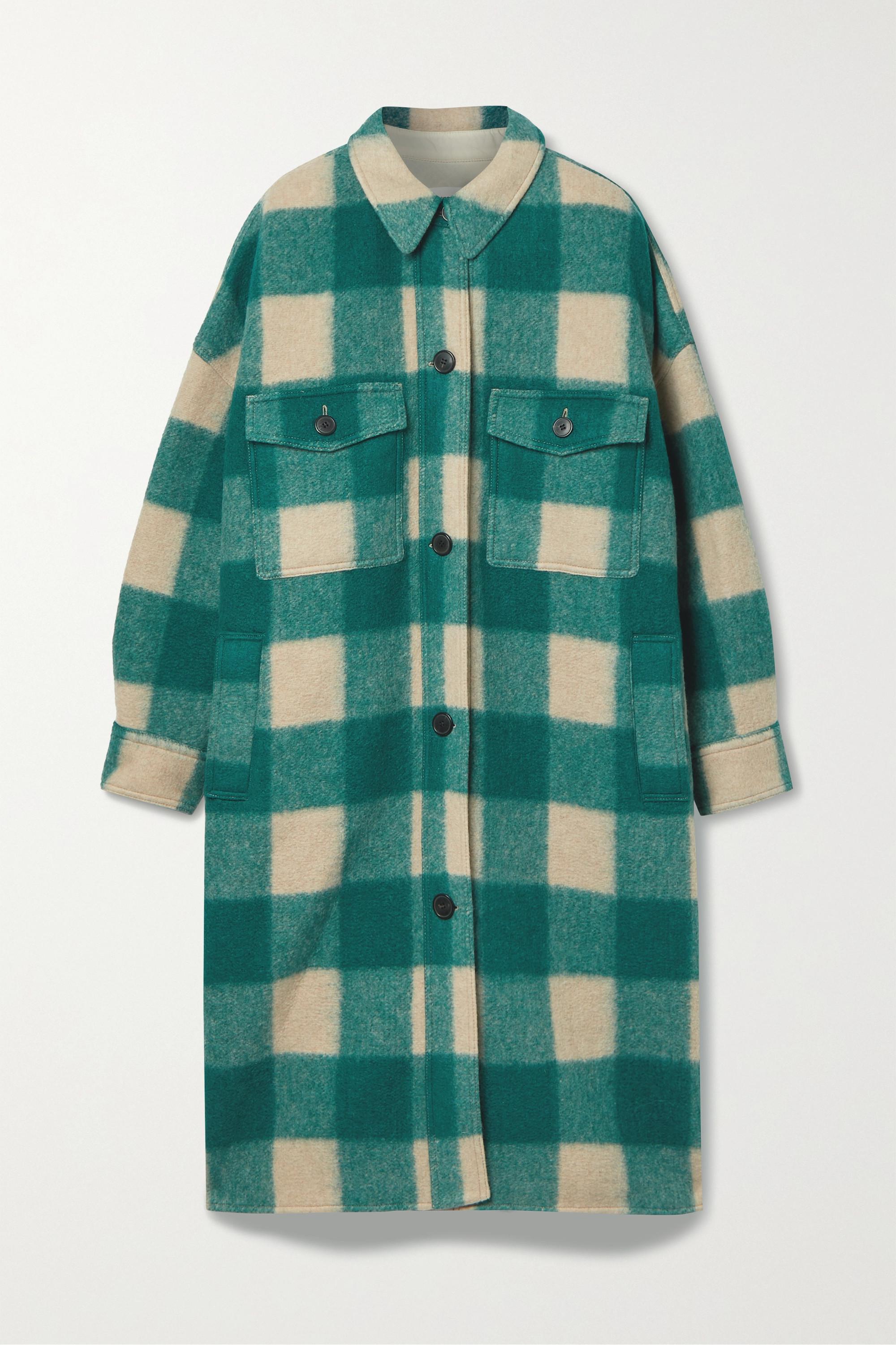 Étoile Isabel Marant Fontizi Oversized Checked Flannel Coat in Green | Lyst  Australia