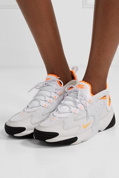 Nike Zoom 2k Neon-trimmed Leather And Mesh Sneakers in White - Lyst