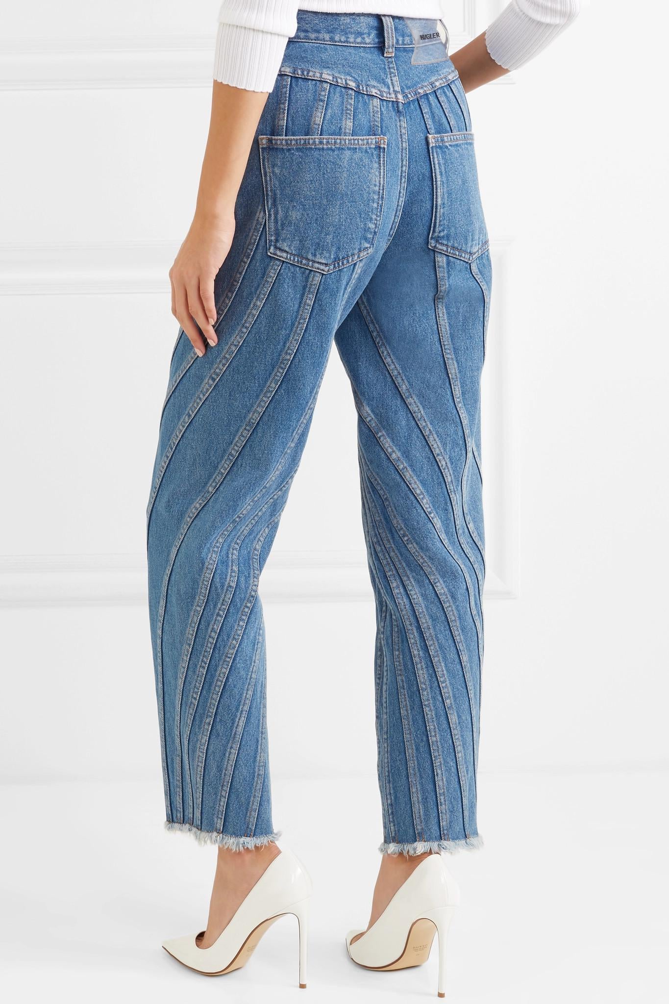 Mugler Denim Paneled High-rise Straight 