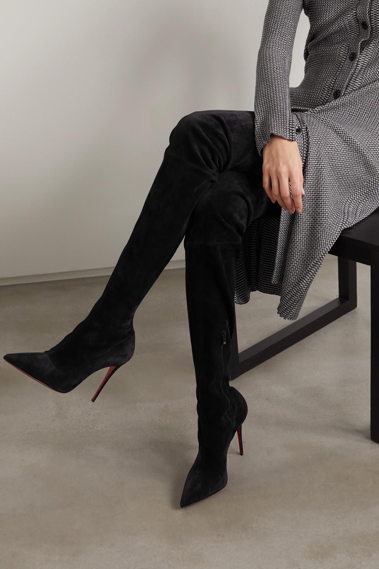 Christian Louboutin Kate Botta Alta Stretch-suede Over-the-knee Boots in  Black | Lyst