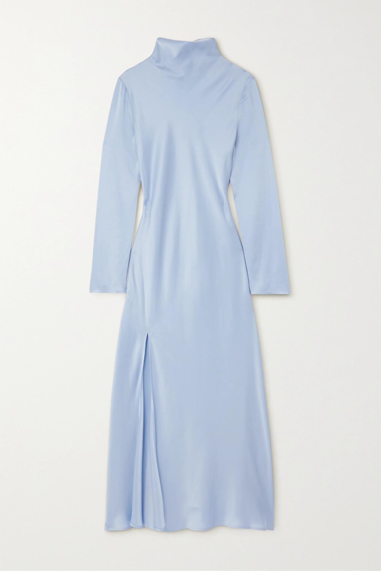 LAPOINTE Satin Midi Dress in Blue | Lyst