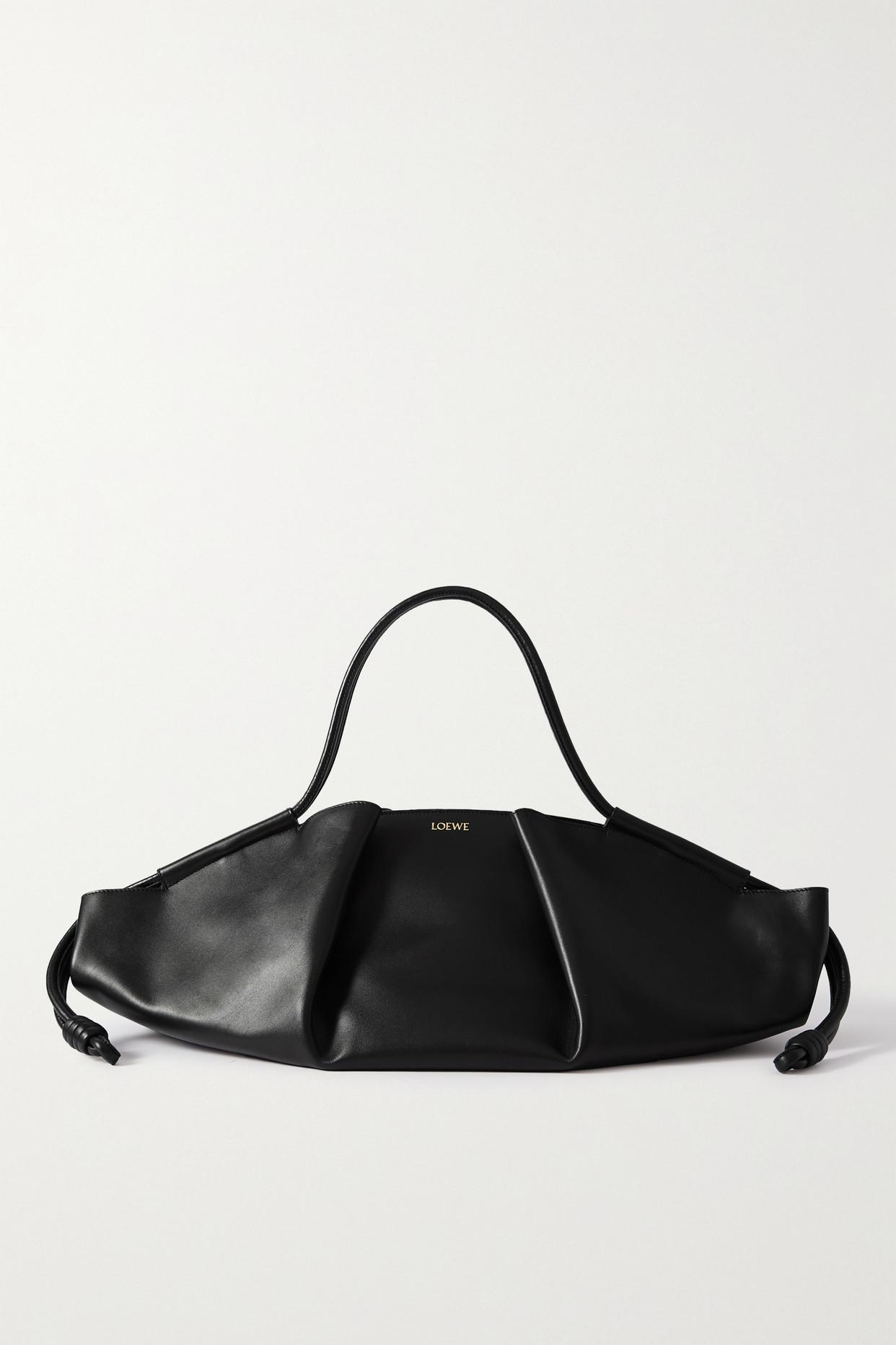 Loewe Paseo Pleated Leather Shoulder Bag in Black | Lyst