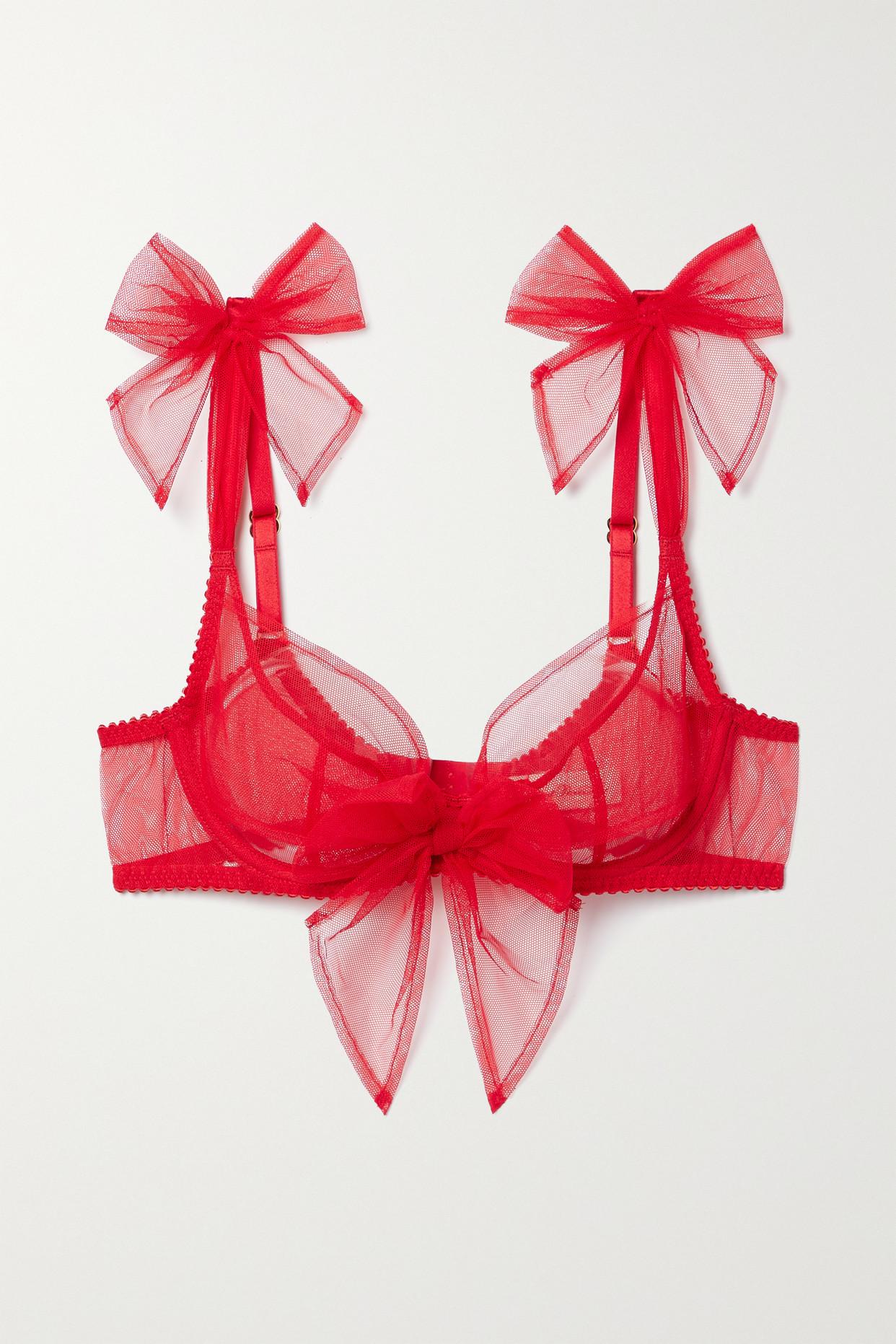 Agent Provocateur Danika Bow-embellished Tulle Underwired Soft-cup