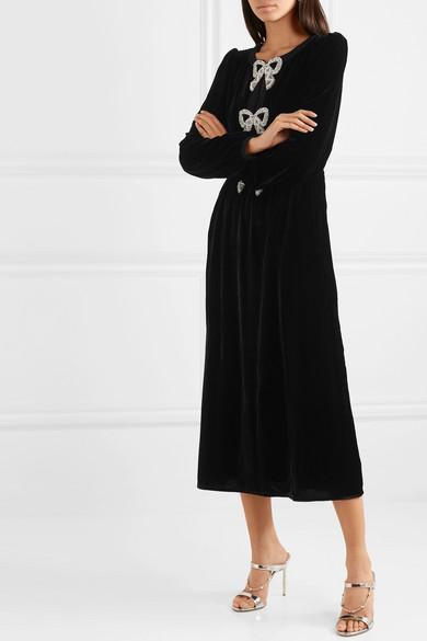 Saloni Velvet Camille Embroidered-bows 
