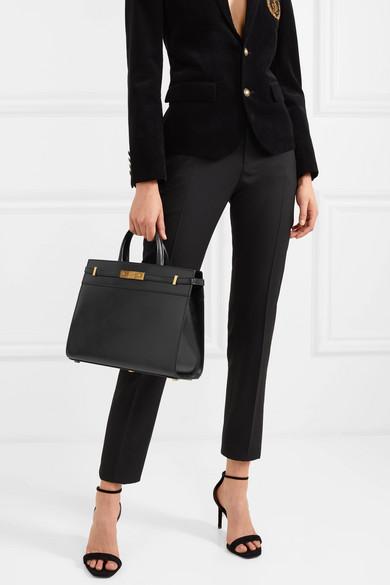 Sac Main En Cuir Manhattan Small Saint Laurent en coloris Noir
