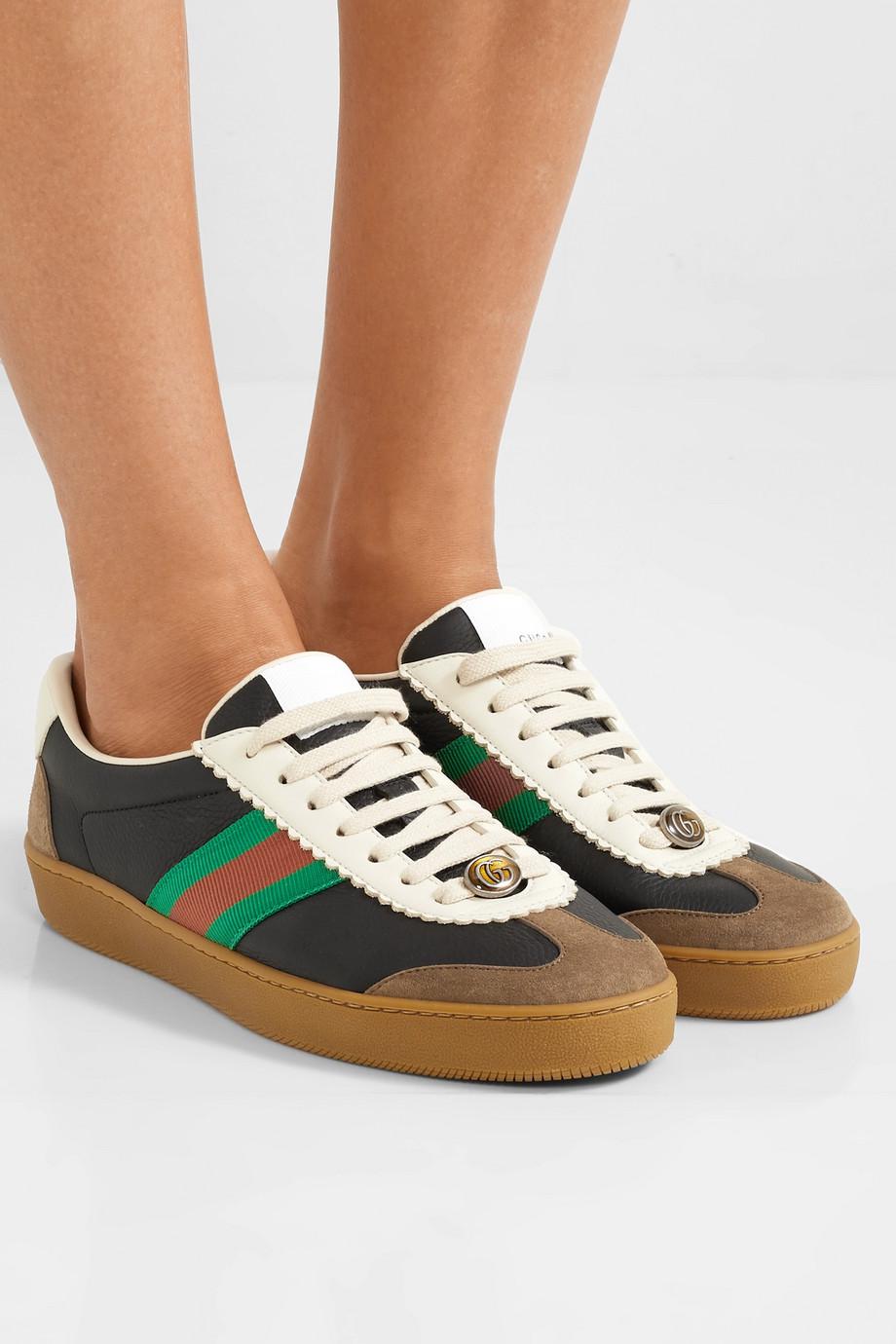 Gucci G74 Textured-leather And Suede 