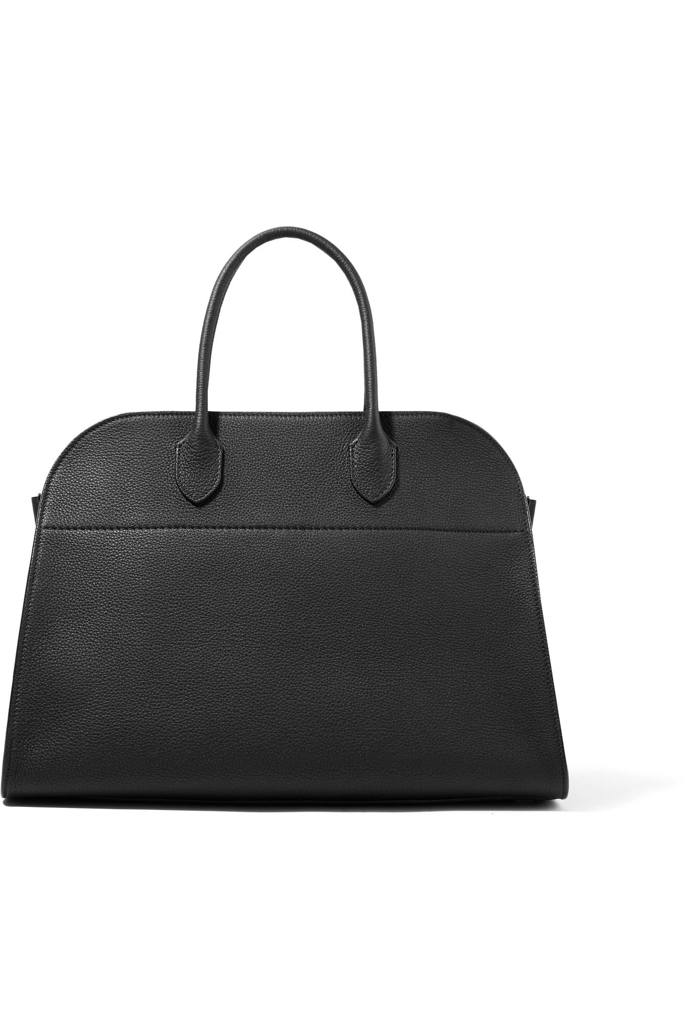 The Row Margaux 15 Buckled Textured-leather Tote in Black | Lyst