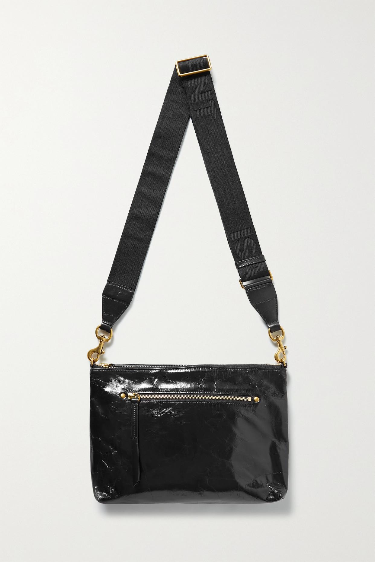Isabel Marant Nessah Crinkled Patent-leather Shoulder Bag in Black | Lyst