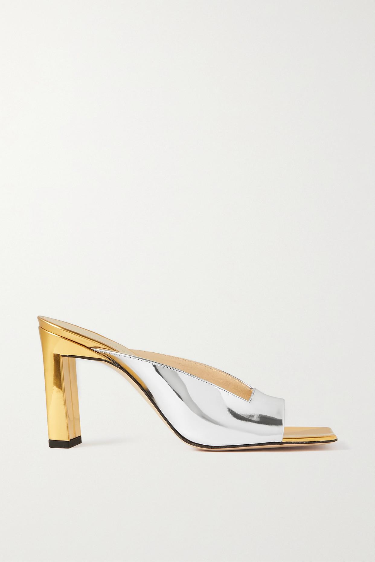 Wandler Isa Two-tone Metallic Leather Mules in Natural | Lyst UK