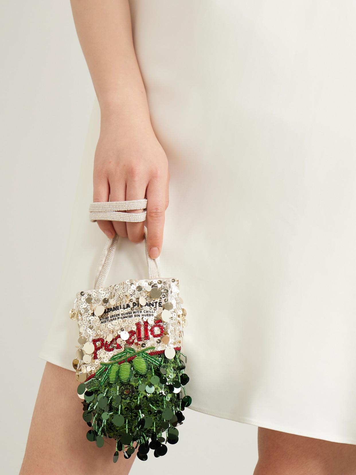 Anya Hindmarch Perello Embellished Satin Tote in Green | Lyst