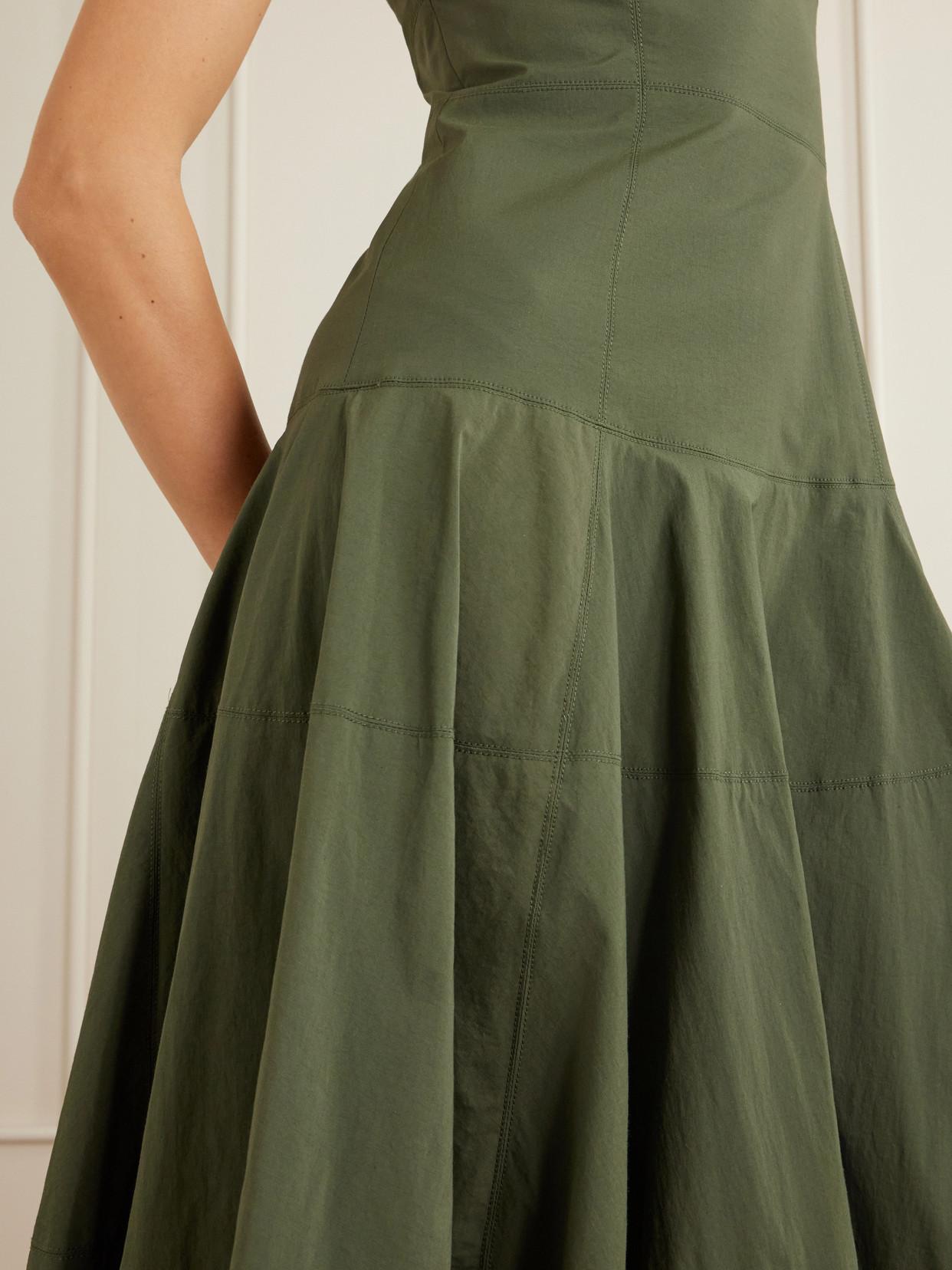 green taffeta midi dress Taffeta fitted midi dress green