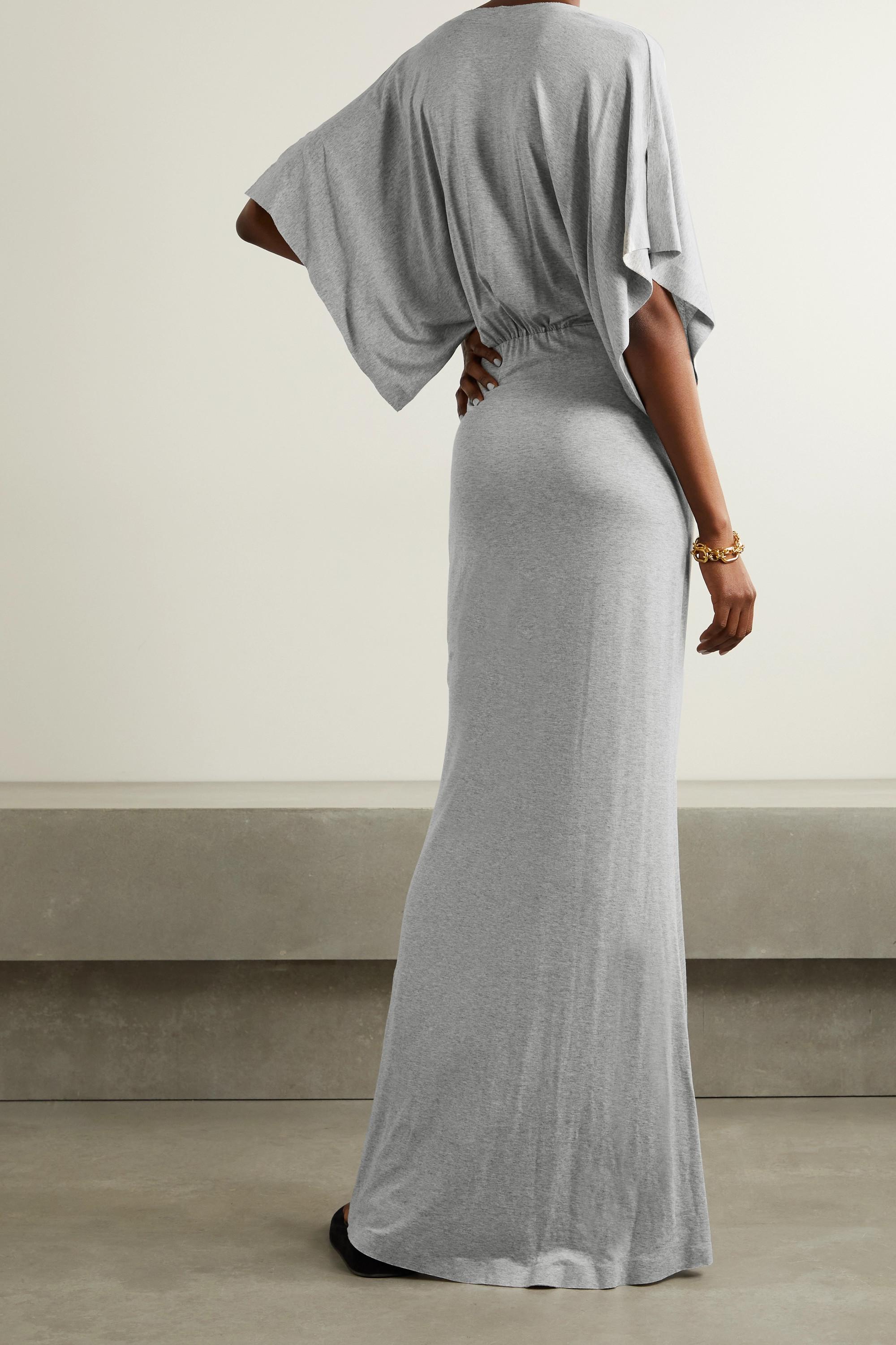 Norma Kamali Obie Mélange Stretch-modal Jersey Maxi Dress in Gray | Lyst