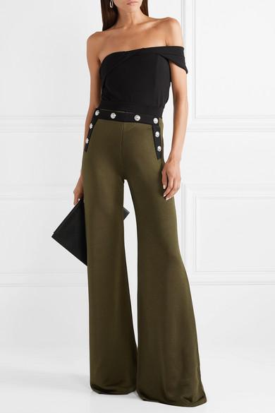 army green flare pants