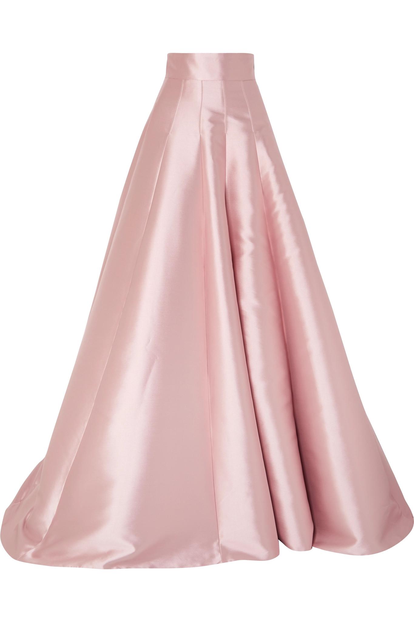 pink silk maxi skirt