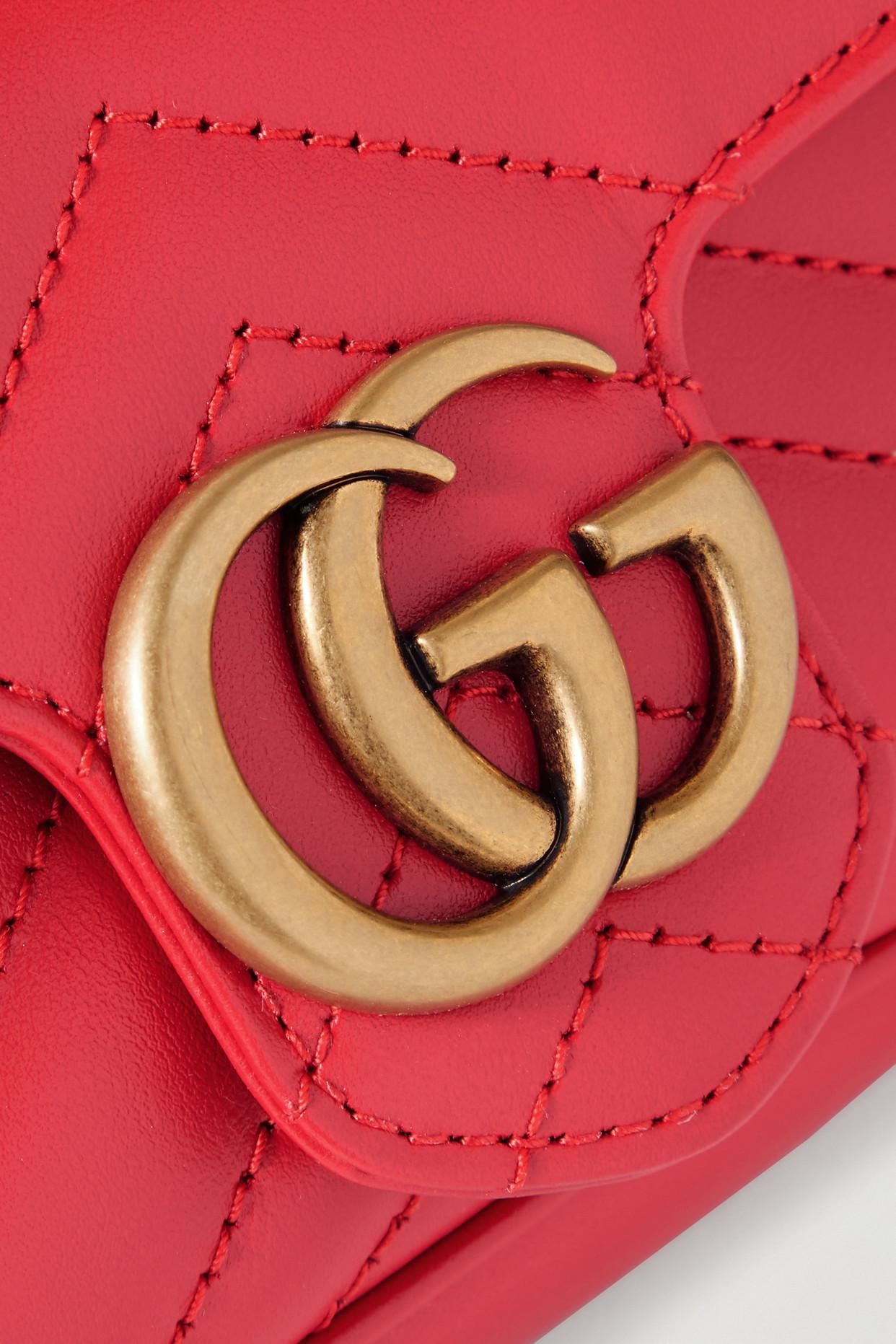 GG Marmont Leather Shoulder Bag in Red - Gucci