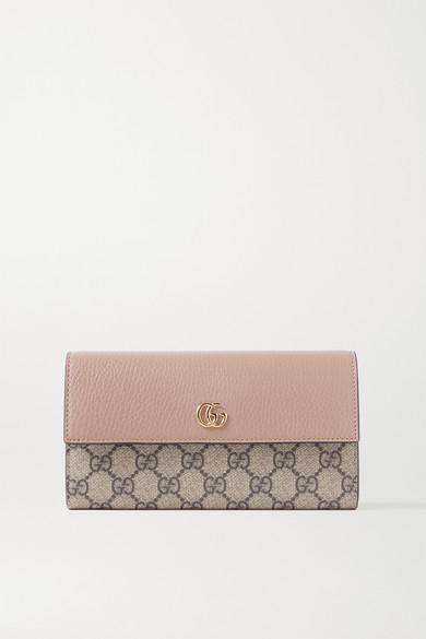 Gucci Net Sustain Gg Marmont Petite Textured-leather And Printed  Coated-canvas Shoulder Bag in Pink | Lyst