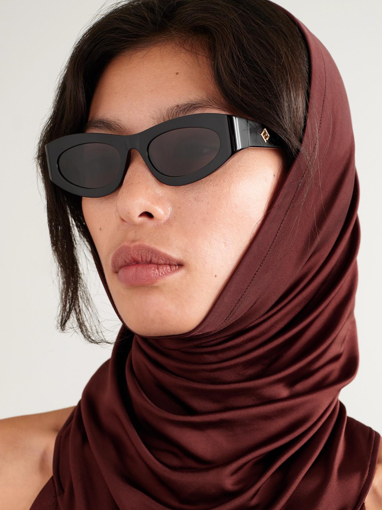 Fendi Ff Diamonds Cat-Eye Acetate Sunglasses in Black | Lyst