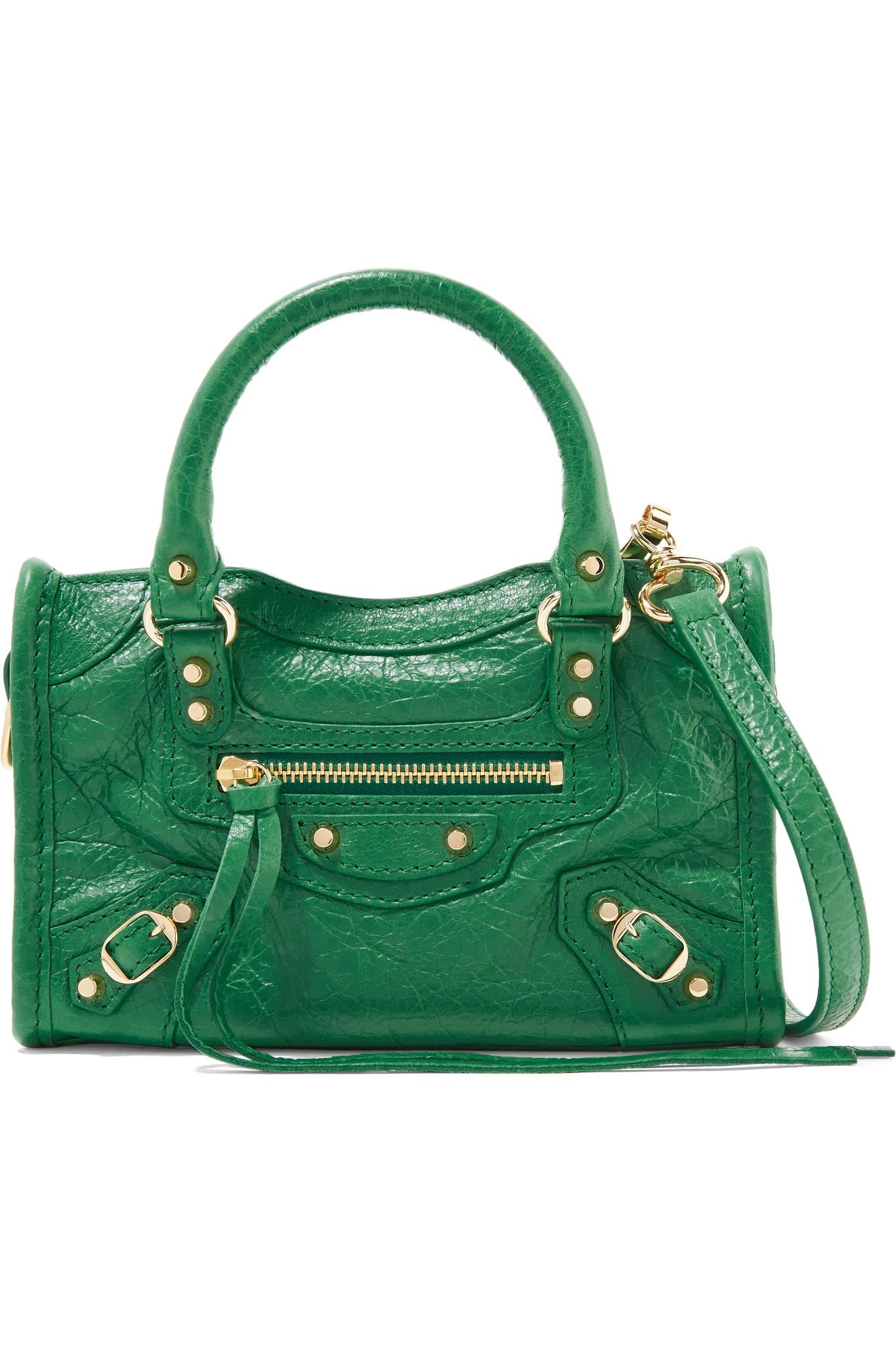 Balenciaga Classic City Nano Textured-leather Shoulder Bag in Green | Lyst